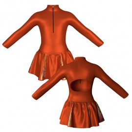 VEG: Lurex + Laminata - Vestito danza in lurex maniche lunghe con zip VEG3095