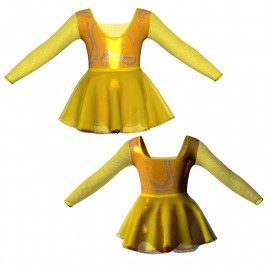 Costumi Danza Moderna - Vestito danza in Lurex maniche lunghe con inserto in rete o pizzo VEI2532T