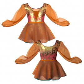 Costumi Danza Moderna - Vestito danza in Lurex maniche lunghe con inserto in rete o pizzo VEI2633