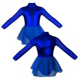 Costumi Danza Moderna - Vestito danza in Lurex maniche lunghe con inserto in rete o pizzo VEI3095T