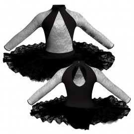 TUT: Copritulle Pizzo - Tutù ballerina professionale maniche lunghe con inserto in rete o pizzo TUT-P119