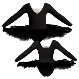 TUT: Copritulle Pizzo - Tutù ballerina professionale maniche lunghe con inserto in rete o pizzo TUT-P2532