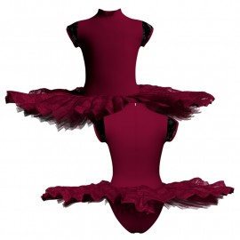 TUT: Copritulle Pizzo - Tutù ballerina professionale maniche aletta con inserto in rete o pizzo TUT-P2601