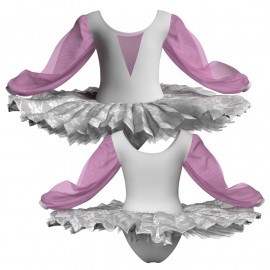 TUT: Copritulle Pizzo - Tutù ballerina professionale maniche lunghe con inserto in rete o pizzo TUT-P2633