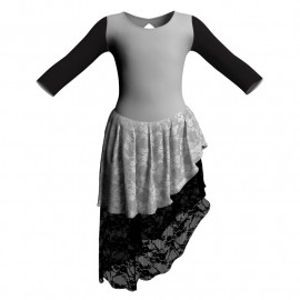YUF - Costume balletto maniche lunghe con inserto in rete o pizzo YUF102