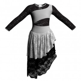 YUF - Costume balletto maniche lunghe con inserto in rete o pizzo YUF108