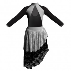 YUF - Costume balletto maniche lunghe con inserto in rete o pizzo YUF119