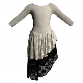 YUF - Costume balletto maniche lunghe con inserto in rete o pizzo YUF205