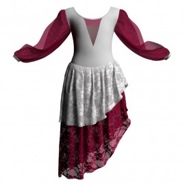 YUF - Costume balletto maniche lunghe con inserto in rete o pizzo YUF2633