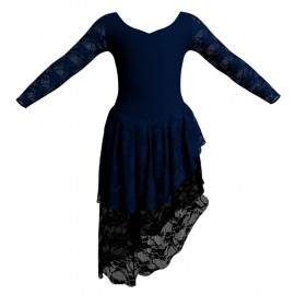 YUF - Costume balletto maniche lunghe con inserto in rete o pizzo YUF3004T