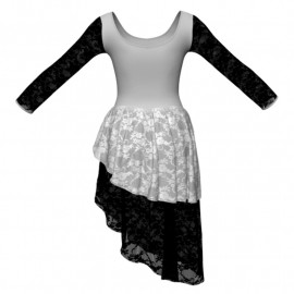 Costume balletto maniche lunghe con inserto in rete o pizzo YUF405T