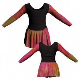 VEW: Lurez + Laminata - Vestito danza maniche lunghe con inserto in lurex VEW2537T