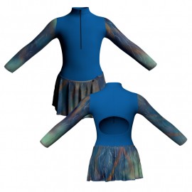 VEW: Lurez + Laminata - Vestito danza maniche lunghe con inserto in lurex VEW3095T