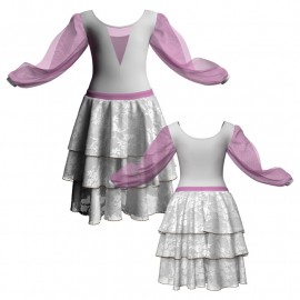 YUS - Costume balletto maniche lunghe con inserto in rete o pizzo YUS2633