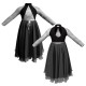 YUV - Costume balletto maniche lunghe con inserto in rete o pizzo YUV119