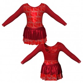 YUX: Lurex + Laminata - Vestito danza in Lurex maniche lunghe con inserto in rete o pizzo YUX228