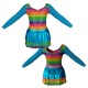 YUX: Lurex + Laminata - Vestito danza in Lurex maniche lunghe con inserto in rete o pizzo YUX3004T