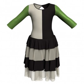 YUI - Costume balletto bicolore maniche lunghe con inserto in lurex YUI102