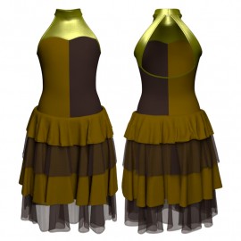 YUI - Costume balletto bicolore senza maniche con inserto in lurex YUI107