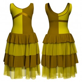 YUI - Costume balletto bicolore senza maniche con inserto in lurex YUI125