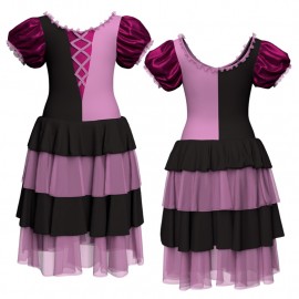 YUI - Costume balletto bicolore maniche a palloncino con inserto in lurex YUI2612