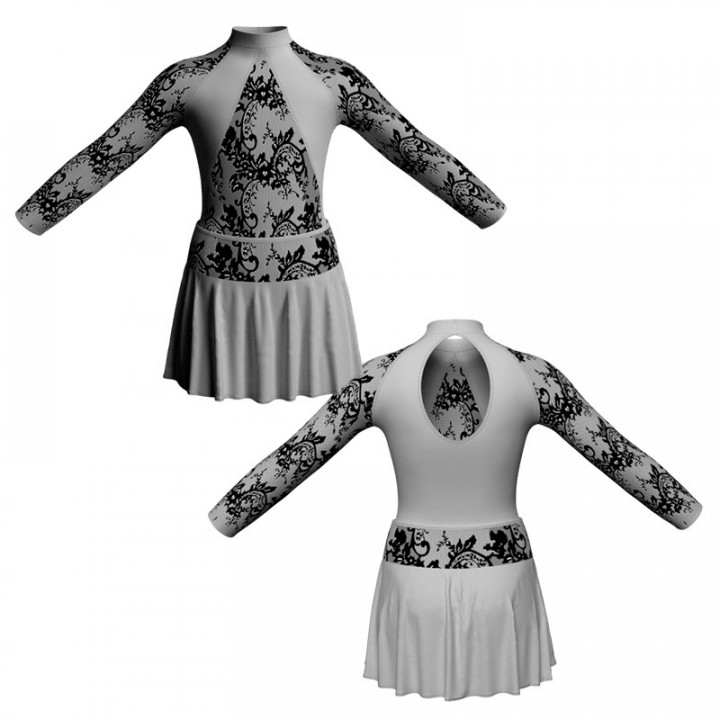 VEC: Lycra + Belen - Vestito danza maniche lunghe con inserto belen pro VEC119