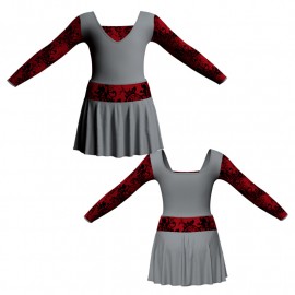 VEC: Lycra + Belen - Vestito danza maniche lunghe con inserto belen pro VEC2532