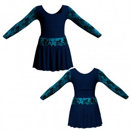VEC: Lycra + Belen - Vestito danza maniche lunghe con inserto belen pro VEC2537T
