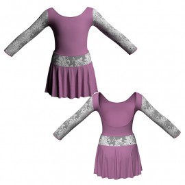 VEC: Lycra + Belen - Vestito danza maniche lunghe con inserto belen pro VEC411T