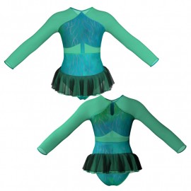 YUB: Doble Color Chiffon - Vestito danza in Lurex maniche lunghe con inserto in rete o pizzo YUB113