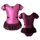 YUB: Doble Color Chiffon - Vestito danza in Lurex manica corta con inserto in rete o pizzo YUB115