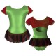 YUB: Doble Color Chiffon - Vestito danza in Lurex manica corta con inserto in rete o pizzo YUB208