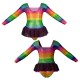 YUB: Doble Color Chiffon - Vestito danza in Lurex maniche lunghe con inserto in rete o pizzo YUB2532