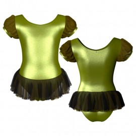 YUB: Doble Color Chiffon - Vestito danza in Lurex maniche a palloncino in rete o pizzo YUB3001T