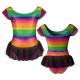 YUB: Doble Color Chiffon - Vestito danza in Lurex maniche aletta con inserto in rete o pizzo YUB408T