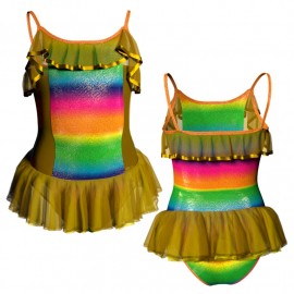YUB: Doble Color Chiffon - Vestito danza in Lurex bretelle con inserto in rete o pizzo  in rete o pizzo YUB7Y