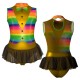 YUB: Doble Color Chiffon - Vestito danza in Lurex senza maniche con inserto in rete o pizzo YUBM1007