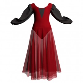 YUL - Costume balletto maniche lunghe con inserto YUL2633