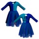 VEH: Chiffon + Chiffon Doble Color - Costume danza bicolor maniche lunghe con inserto VEH102